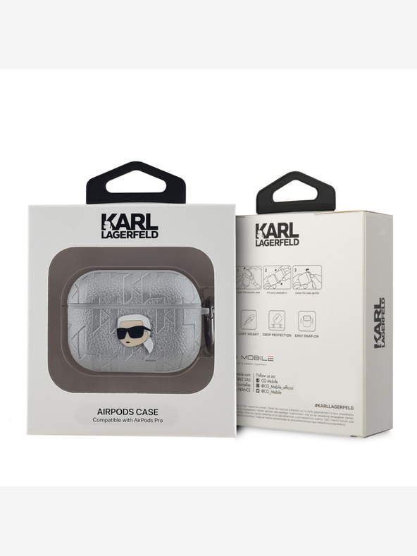 Karl Lagerfeld Karl Lagerfeld PU dombornyomott Karl fej tok az AirPods Pro ezüsthöz