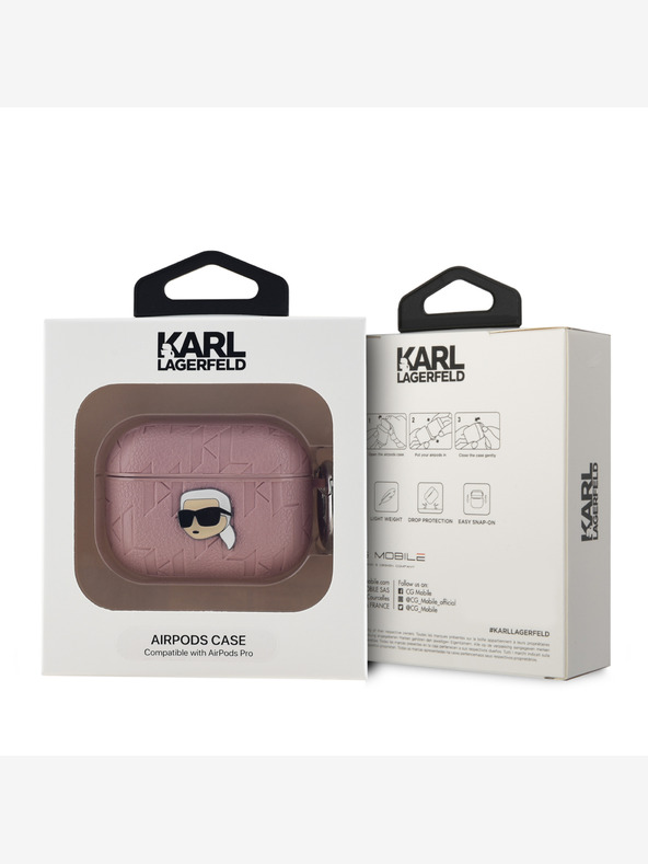 Karl Lagerfeld Karl Lagerfeld PU dombornyomott Karl fej tok az AirPods Pro rózsaszínű készülékhez
