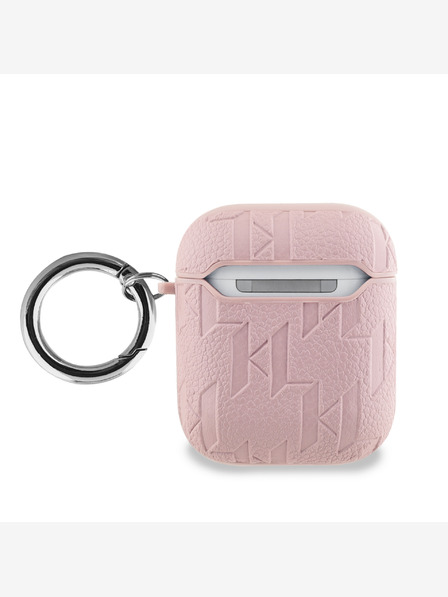 Karl Lagerfeld Karl Lagerfeld PU dombornyomott Karl és Choupette fejek tokja AirPods 1/2 rózsaszínhez