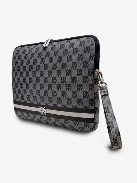 DKNY DKNY PU bőr kockás mintás és csíkos laptop borító 15/16 Fekete"