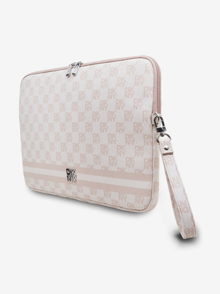 DKNY DKNY PU bőrből készült kockás mintás és csíkos notebook borító 13/14 Rózsaszín"