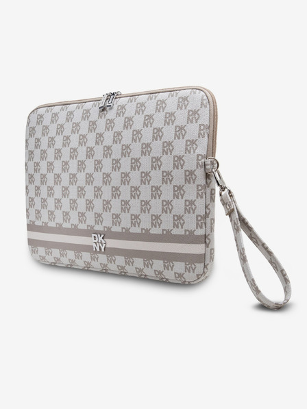 DKNY DKNY PU bőr kockás mintás és csíkos notebook borító 15/16 bézs"