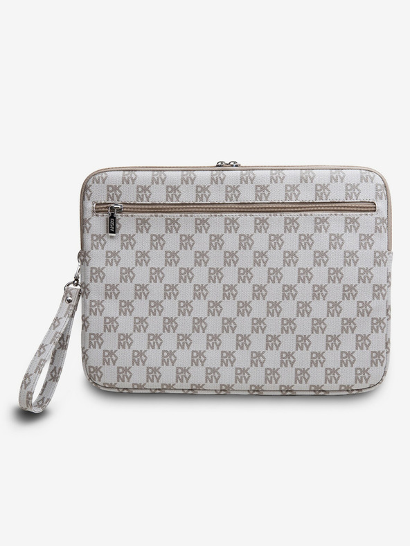 DKNY DKNY PU bőr kockás mintás és csíkos notebook borító 15/16 bézs"