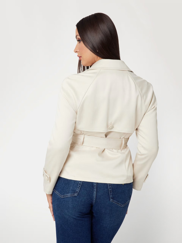 Guess Guess krémszínű női rövid trencsén kabát