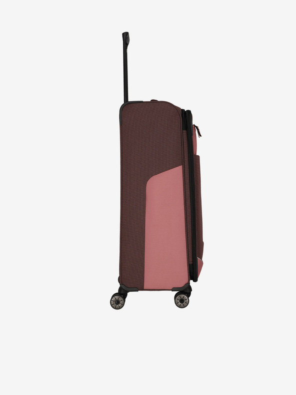 Travelite Rózsaszín és barna Travelite Viia 4w L bőrönd