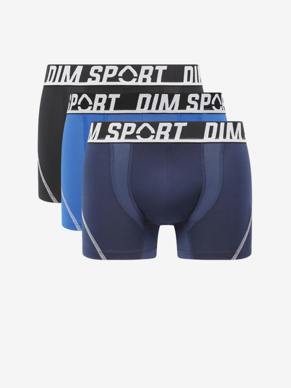 DIM Három darabos férfi boxer készlet fekete és kék színben DIM SPORT MICROFIBRE BOXER 3x DIM SPORT MICROFIBRE BOXER 3x