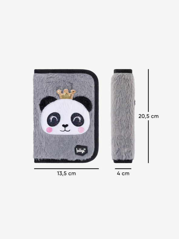 BAAGL  Szürke iskolai tolltartó egyszintes panda Baagl