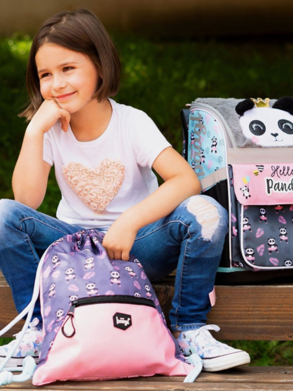 BAAGL  Szürke iskolatáska zsebbel panda Baagl