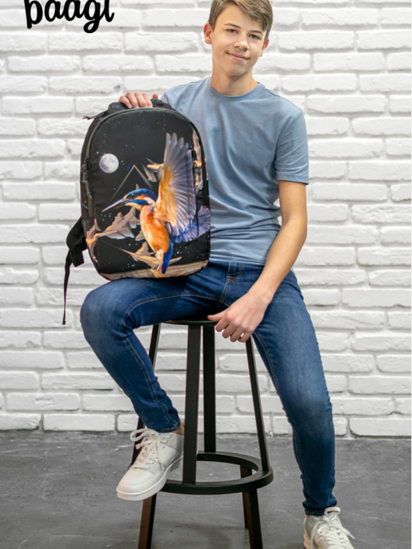 BAAGL  Fekete hátizsák Baagl eARTh - Kingfisher by Caer8th