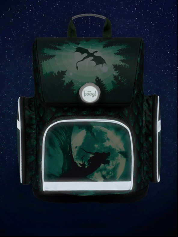 BAAGL  Zöld Iskolatáska Ergo Baagl Sárkány