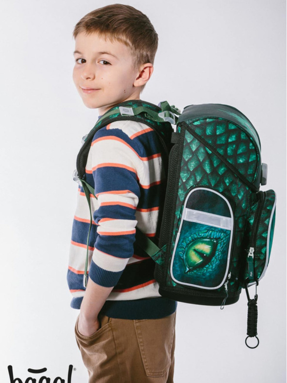BAAGL  Zöld Iskolatáska Ergo Baagl Sárkány