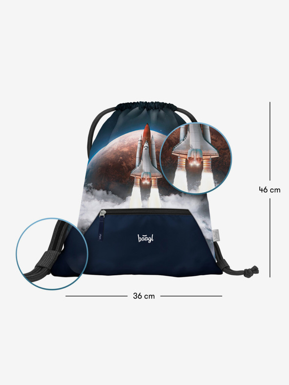 BAAGL  Kék iskolai szett - aktatáska, tolltartó, táska Baagl Shelly Space Shuttle