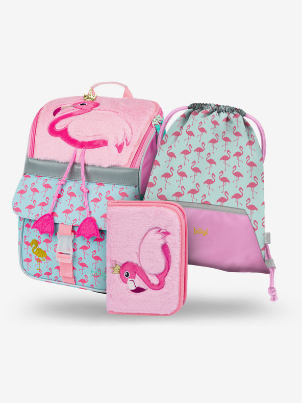 BAAGL  Rózsaszín iskolai készlet Zippy - aktatáska, tolltartó, táska Baagl Flamingo