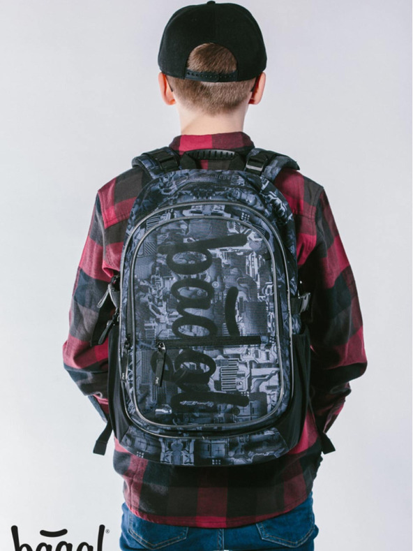 BAAGL  Szürke iskolai készlet - hátizsák, tolltartó, táska Baagl Core Technic