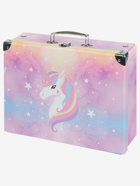 BAAGL  Rózsaszín összecsukható iskolatáska szerelvényekkel Baagl Rainbow Unicorn