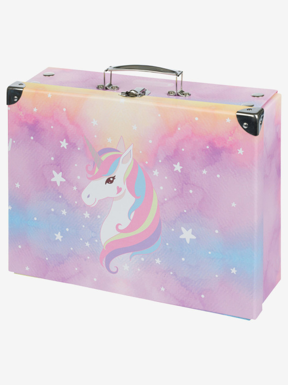BAAGL  Rózsaszín összecsukható iskolatáska szerelvényekkel Baagl Rainbow Unicorn