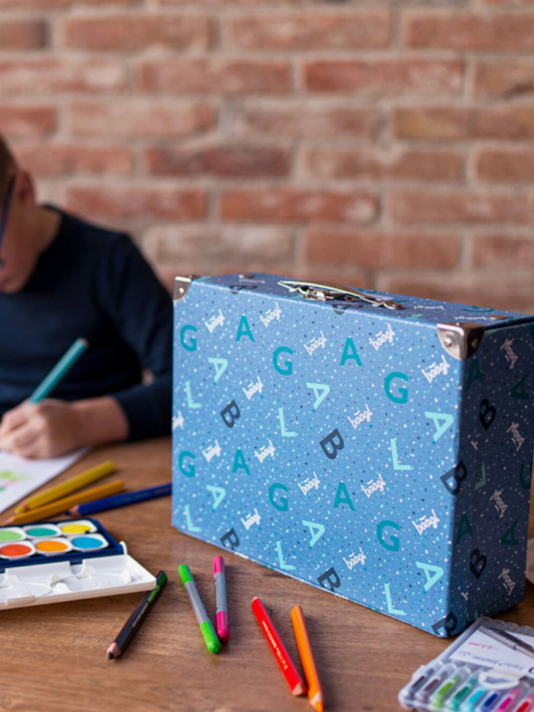 BAAGL  Kék összecsukható iskolatáska szerelvényekkel Baagl Logo