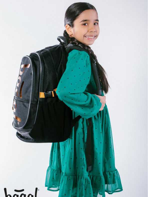 BAAGL  Fekete iskolai szett Core - hátizsák, tolltartó, táska Baagl Metallic Bronze