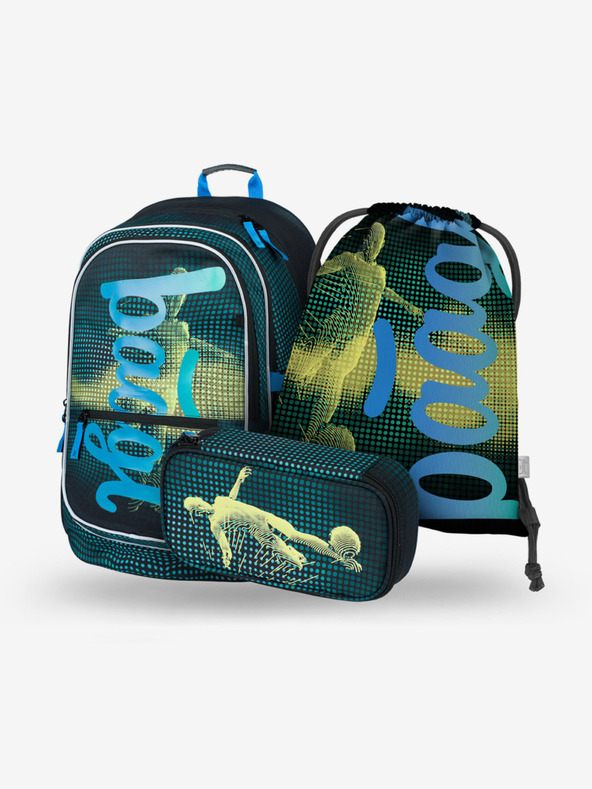 BAAGL  Zöld iskolai szett Core - hátizsák, tolltartó, táska Baagl Focista