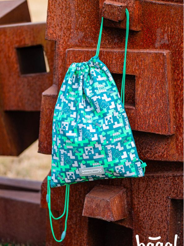 BAAGL  Zöld iskolai szett - tolltartó, táska Baagl Minecraft 2 Silver Creeper