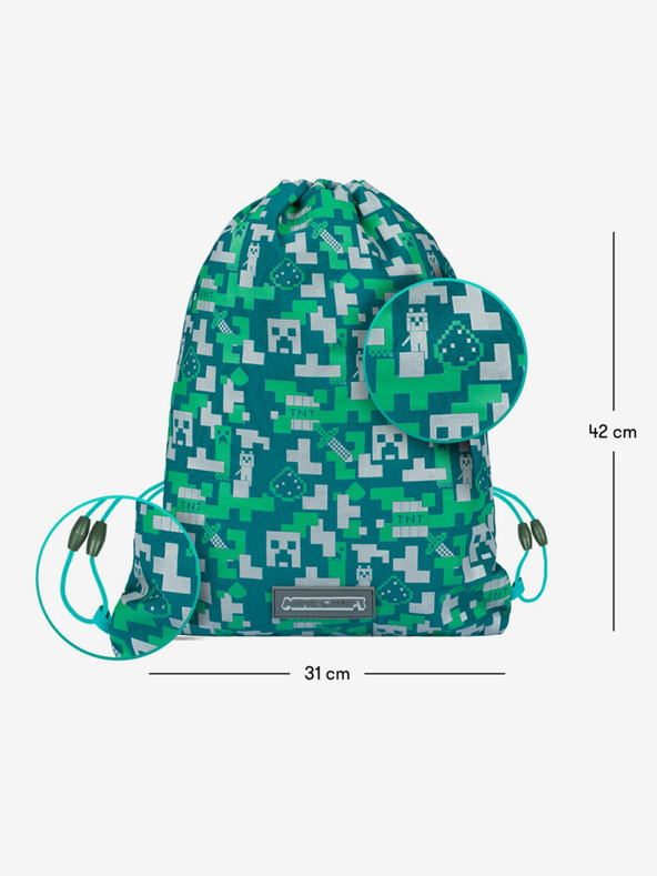 BAAGL  Zöld iskolai szett - tolltartó, táska Baagl Minecraft 2 Silver Creeper