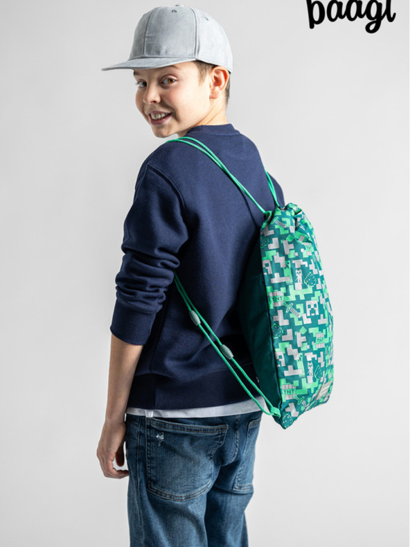 BAAGL  Zöld iskolai szett - tolltartó, táska Baagl Minecraft 2 Silver Creeper
