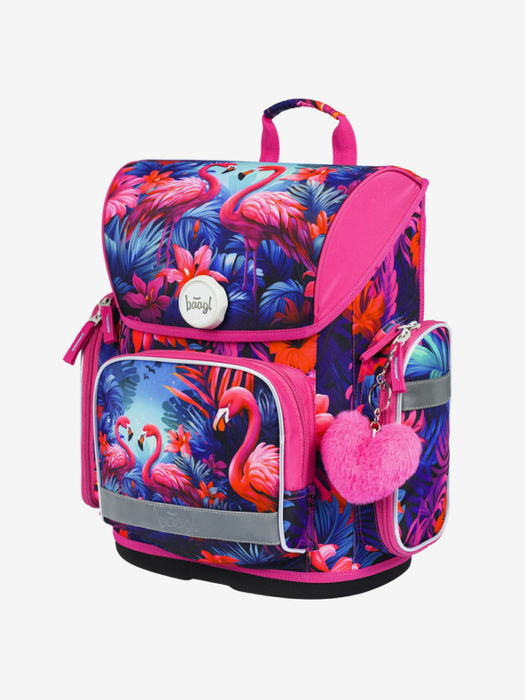 BAAGL  Rózsaszín iskolatáska Ergo Baagl Flamingók