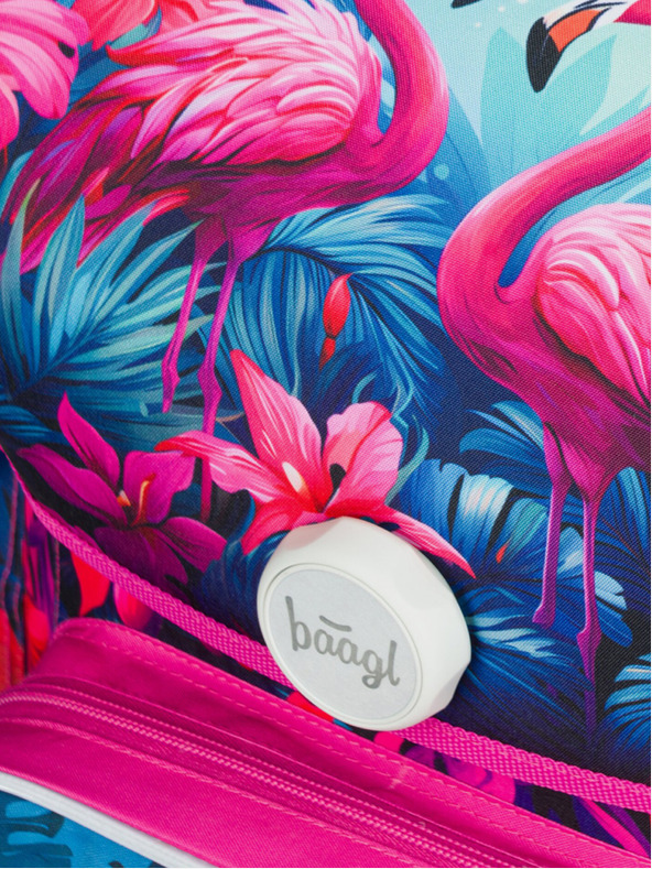 BAAGL  Rózsaszín iskolatáska Ergo Baagl Flamingók