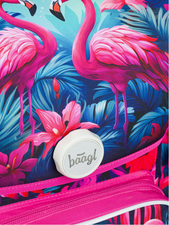 BAAGL  Rózsaszín iskolatáska Ergo Baagl Flamingók