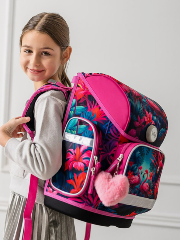 BAAGL  Rózsaszín Ergo iskolai szett - aktatáska, tolltartó, táska Baagl Flamingók