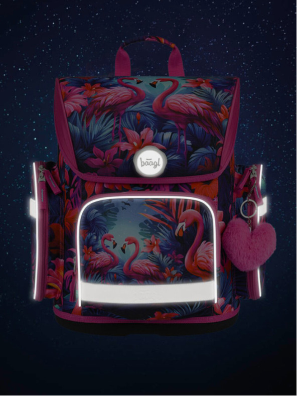 BAAGL  Rózsaszín Ergo iskolai szett - aktatáska, tolltartó, táska Baagl Flamingók