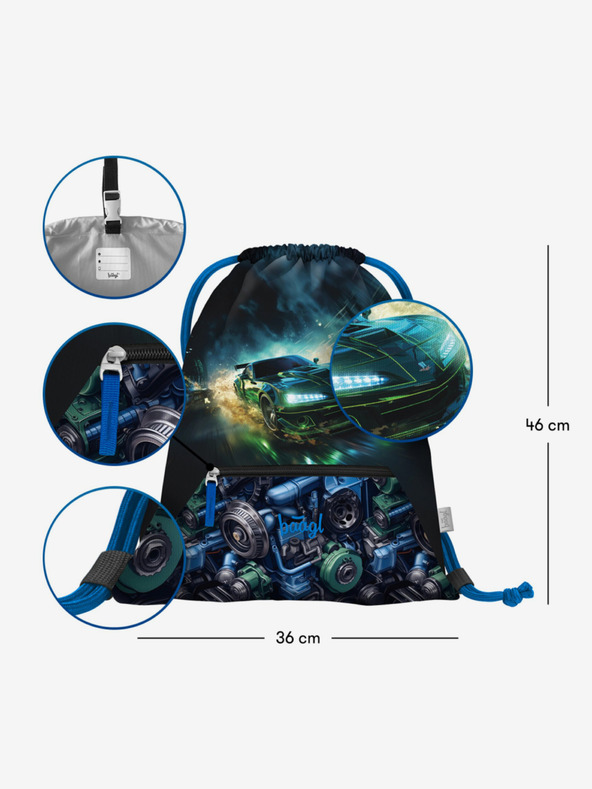 BAAGL  Fekete iskolai szett Zippy - aktatáska, tolltartó, táska Baagl Racing car