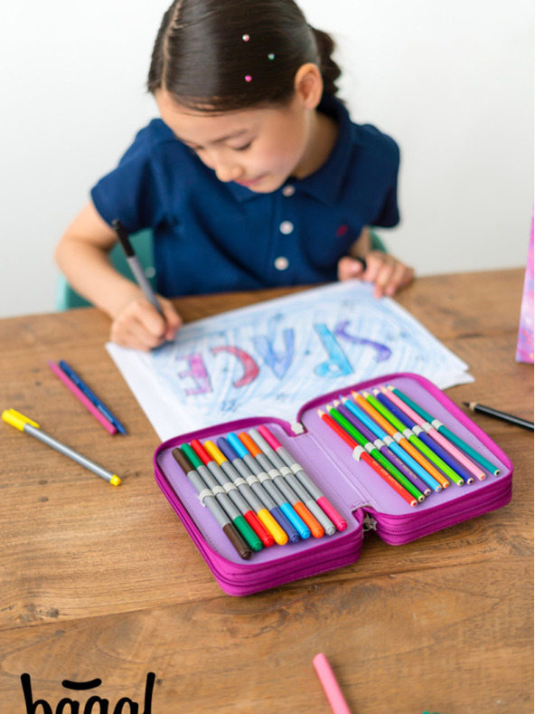 BAAGL  Lila iskolai tolltartó háromszintes Baagl Unicorn Kingdom