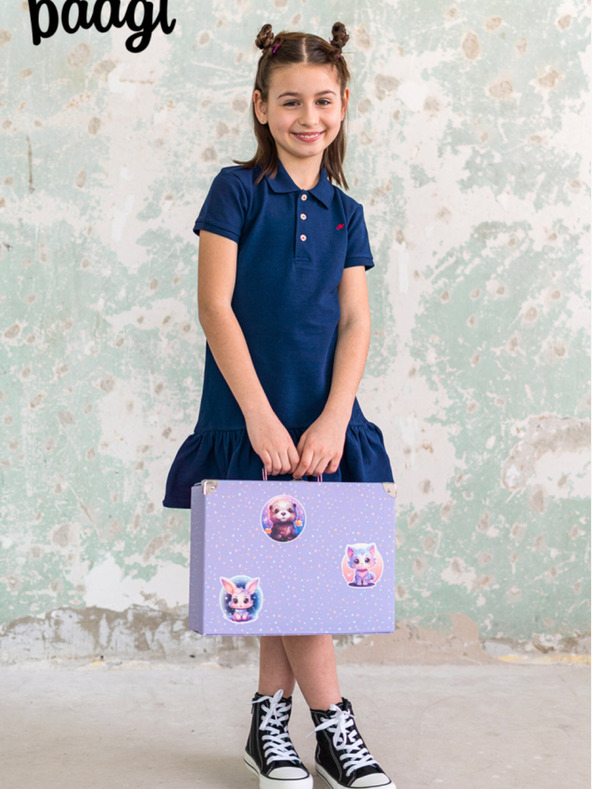 BAAGL  Lila Összecsukható iskolatáska szerelvényekkel Baagl Pets