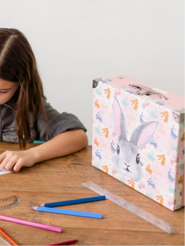 BAAGL  Rózsaszín összecsukható iskolatáska szerelvényekkel Baagl Bunny