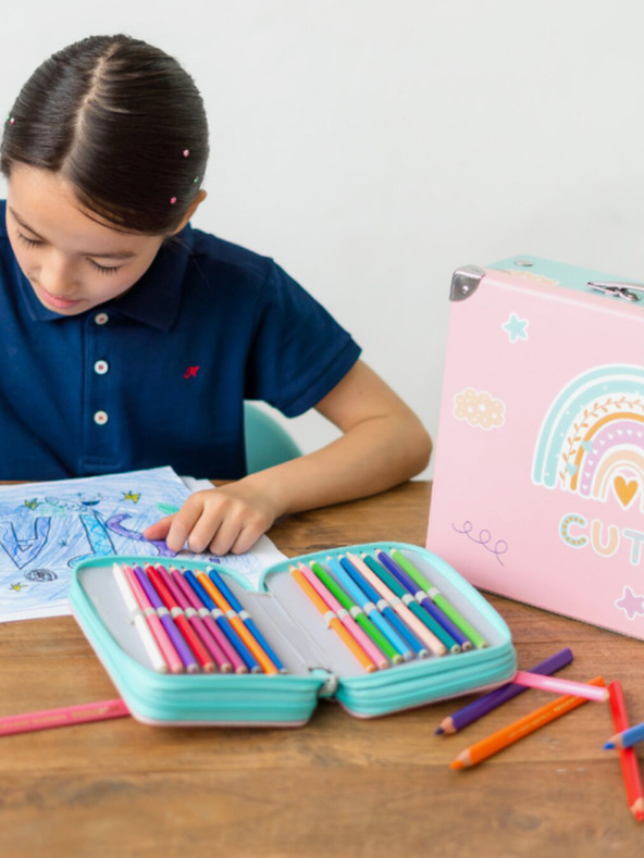 BAAGL  Rózsaszín összecsukható iskolatáska szerelvényekkel Baagl Rainbow