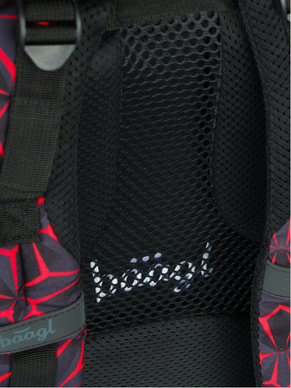 BAAGL  Fekete Iskolai hátizsák Baagl Core Red Polygon