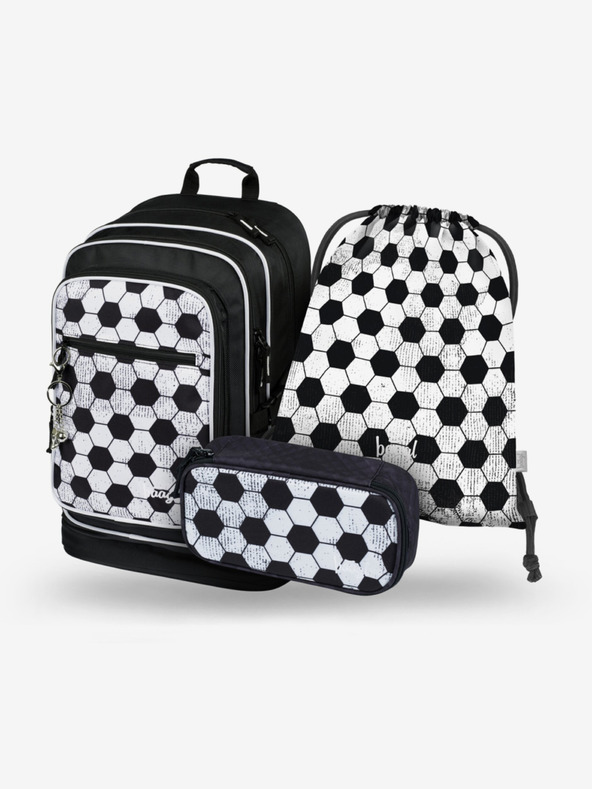 BAAGL  Fekete iskolai hátizsák, tolltartó és táska szett Baagl Cubic Goal Baagl Cubic Goal