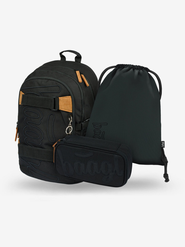 BAAGL  Szürke iskolai szett - hátizsák, tolltartó, táska Baagl Skate Darkness