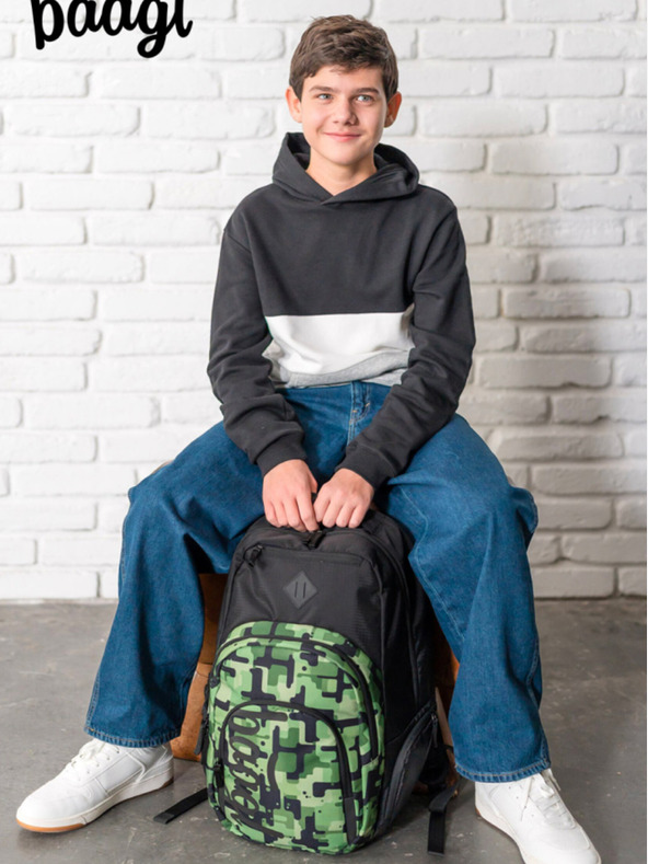 BAAGL  Fekete hátizsák Baagl Coolmate Zöld