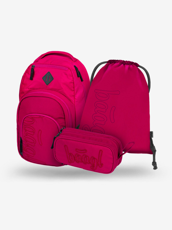 BAAGL  Piros iskolai szett - hátizsák, tolltartó, táska Baagl Coolmate Ruby