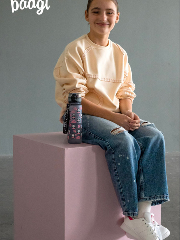 BAAGL  Szürke tritán ivópalack panda, 500 ml Baagl