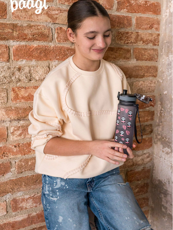 BAAGL  Szürke tritán ivópalack panda, 500 ml Baagl