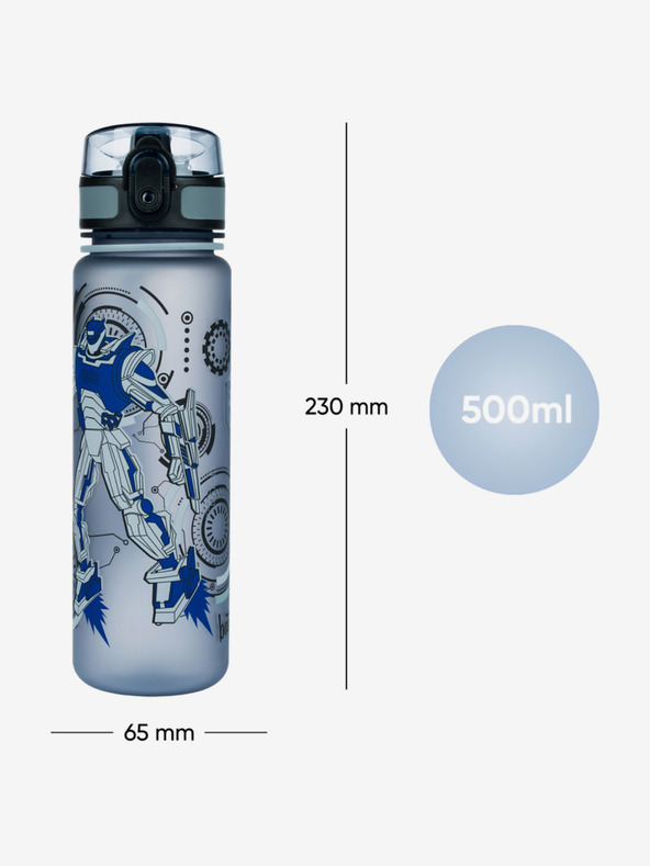 BAAGL  Szürke tritán ivópalack robotok, 500 ml Baagl