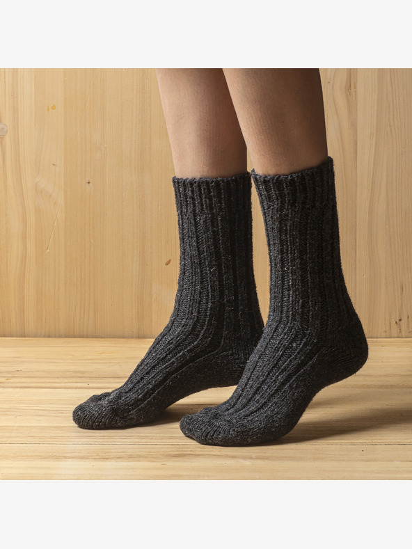 Balkanova Vastag gyapjúzokni 100% merinó gyapjú, antracit színű