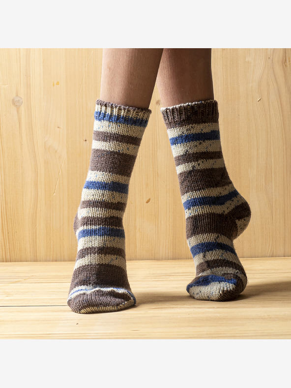Balkanova Merinó gyapjú zokni, kék-szürke mintás