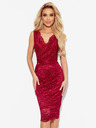 numoco Csipke midi ruha ceruza nyakkivágással - burgundi Numoco