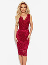 numoco Csipke midi ruha ceruza nyakkivágással - burgundi Numoco