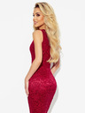 numoco Csipke midi ruha ceruza nyakkivágással - burgundi Numoco