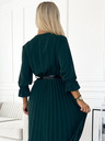 numoco SERENA Púpos nyakú, övvel díszített maxiruha 3/4 ujjal - Zöld Numoco
